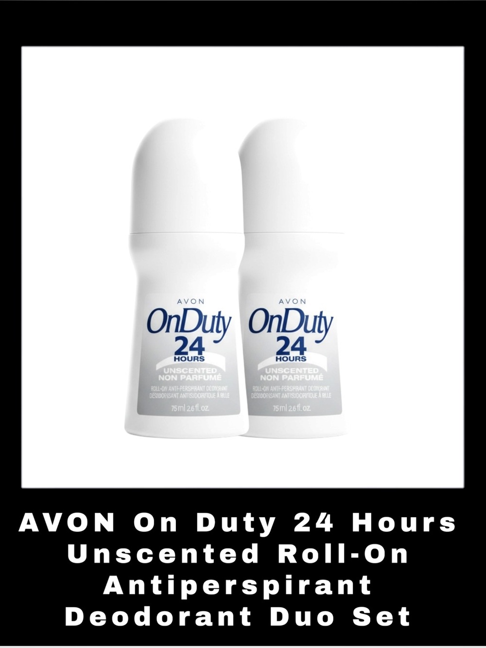 AVON On Duty 24 Hours Unscented Roll-On Antiperspirant Deodorant Duo Set
